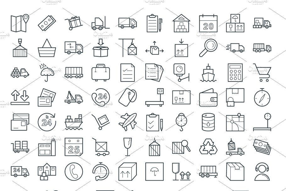 75+物流配送运输业快递矢量图标 75+ Logistics Delivery Vector Icons插图(1)