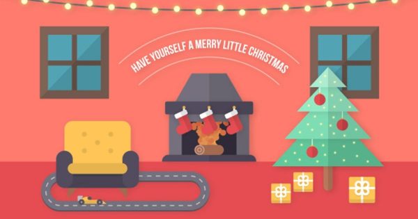 创意圣诞节/新年祝福倒计时素材库精选AE模板 Flat Christmas / New Year Wish