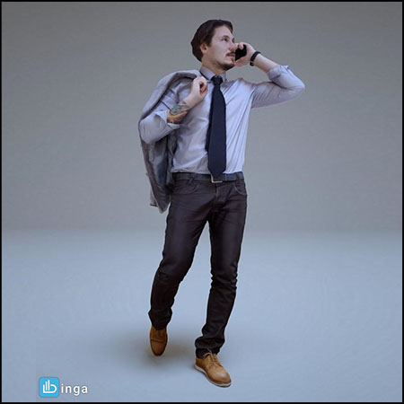 走路打电话的男人素材之家精选3D模型