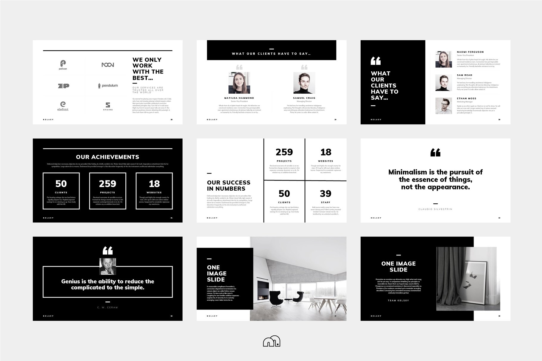 创意团队企业黑白风Keynote幻灯片模板 Kelsey – Keynote Presentation插图(4)