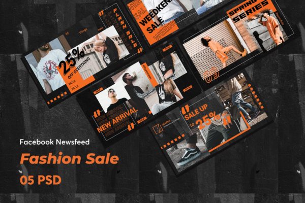 时尚促销广告Facebook社交信息流广告模板素材库精选 Creative Fashion Sale Facebook Newsfeed