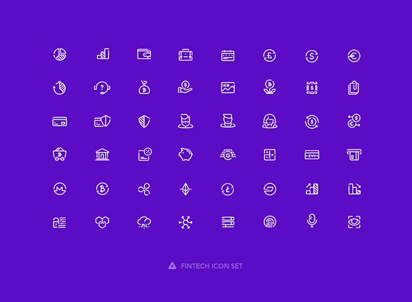 一个互联网金融主题图标集 A free set of 48 free fintech vector icons