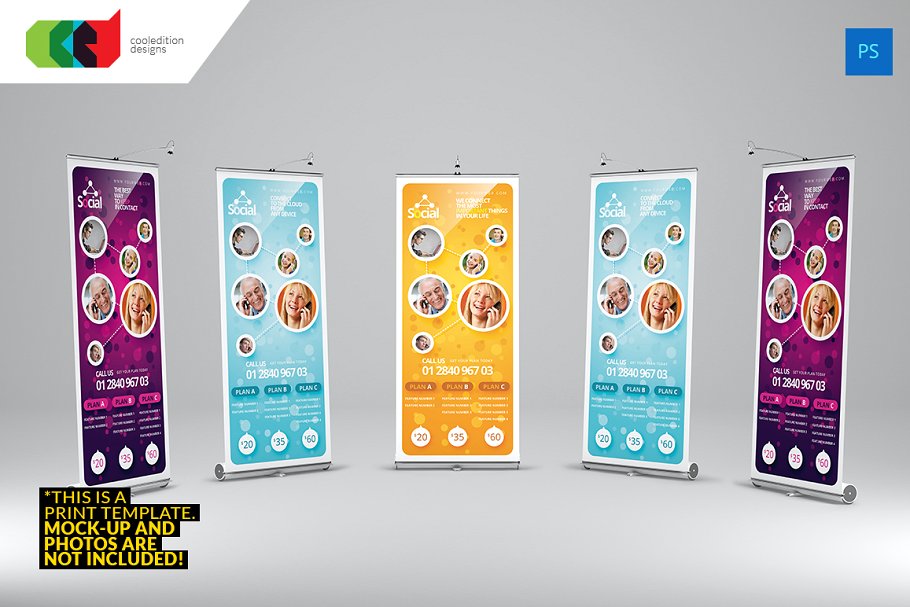 社交活动易拉宝X展架模板 Social Roll-Up Banner 1插图(3)