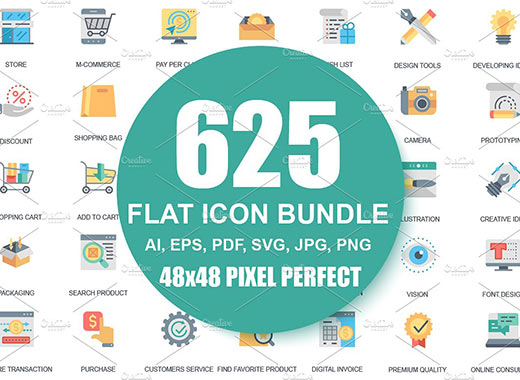 625个平面商业化图标合辑下载[eps,ai,png,svg,pdf]
