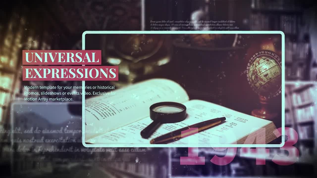 文本动画和平滑过渡效果的历史幻灯片素材库精选AE模板