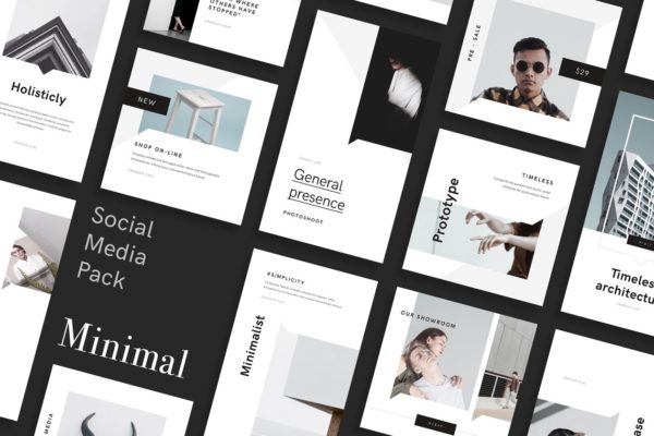 极简主义社交媒体文章贴图PSD模板素材库精选 Minimal PSD Social Media Pack