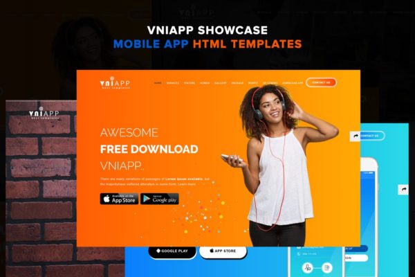 APP项目网站HTML模板素材库精选 VniApp – Showcase Mobile App HTML Template