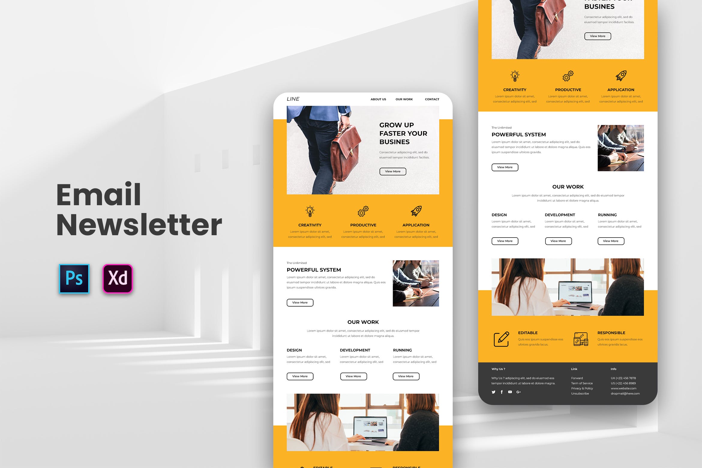 企业服务平台推广邮件EDM模板下载 Email Newsletter插图