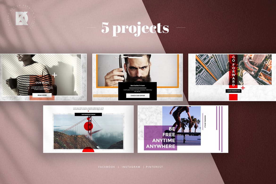 大理石背景时尚生活方式主题社交媒体设计素材包 Marble Lifestyle Social Media Kit插图(3)