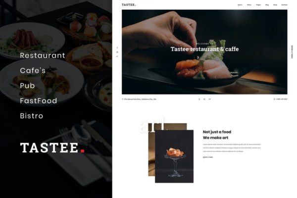 酒吧/咖啡厅/餐厅美食网站设计PSD模板素材库精选 Tastee | Restaurant PSD Template