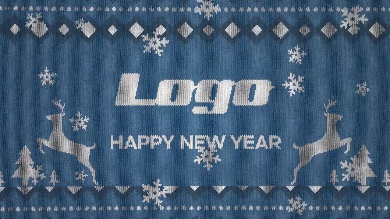 飘落的雪花和快乐的新年标志素材库精选AE模板