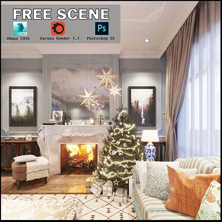 客厅圣诞节装饰内部场景素材之家精选3D模型