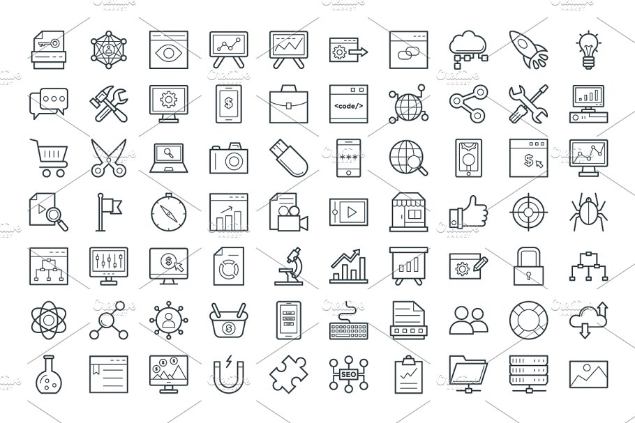 100+搜索引擎优化及互联网营销图标  100+ SEO and Internet Marketing Icon插图(1)