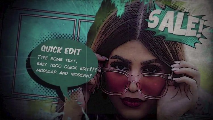 炫酷漫画幻灯片演示ae模板