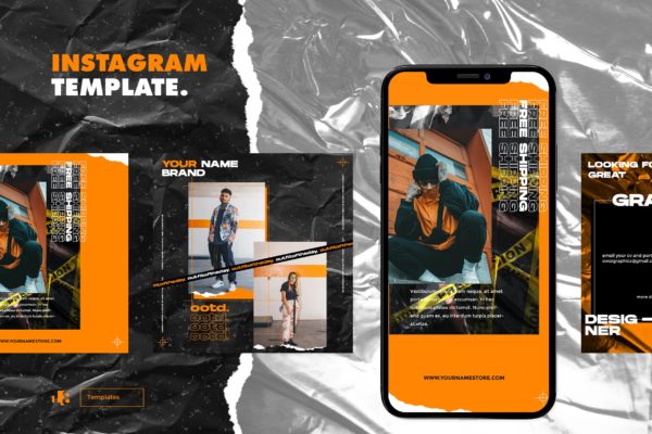 塑料胶纸纹理背景Instagram贴图设计模板素材库精选v3 Instagram Template vol.3
