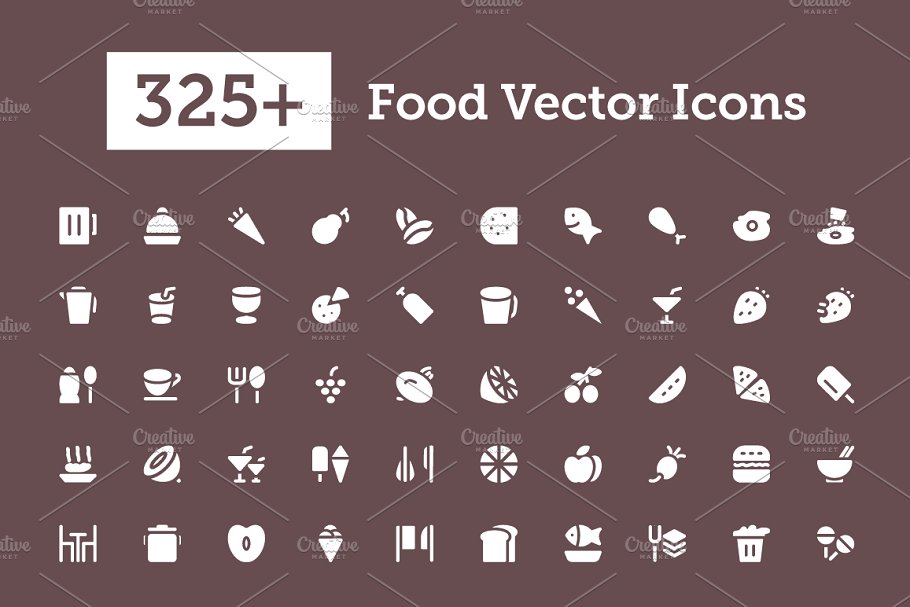 325+食物食品美食简餐矢量图标 325+ Food Vector Icons插图