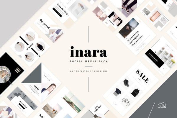 时尚潮流主题社交媒体贴图模板素材库精选 Inara – Social Media Bundle
