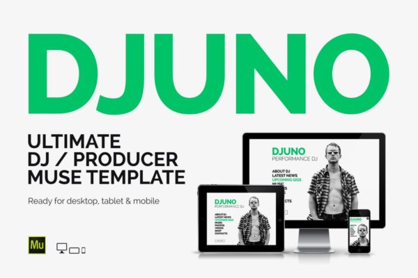 简约风格DJ/音乐制作人网站Muse模板素材库精选 DJuno – DJ / Producer Website Muse Template