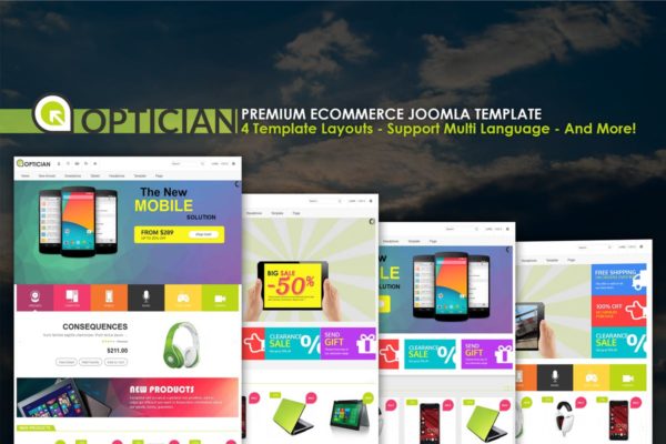 现代设计风格电脑数码类电商网站Joomla主题模板素材库精选 Vina Optician – Premium eCommerce Joomla Template