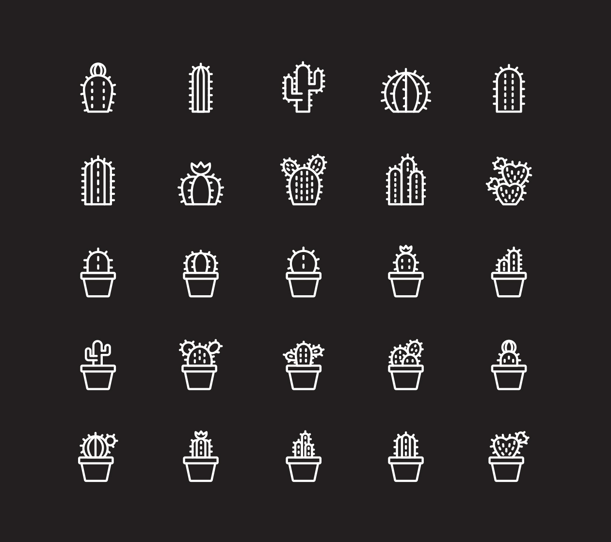 仙人掌植物矢量图标下载 Cactus Plant Icons插图(1)