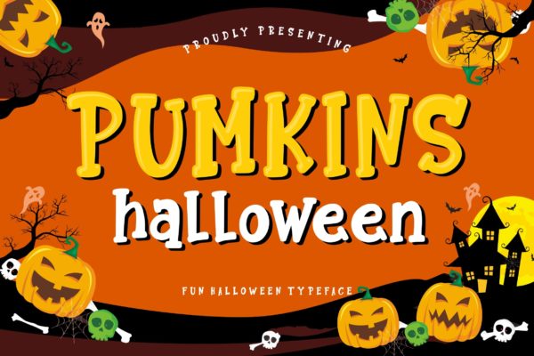 万圣节主题设计英文粗体字体 Pumkins Halloween Fun Typeface