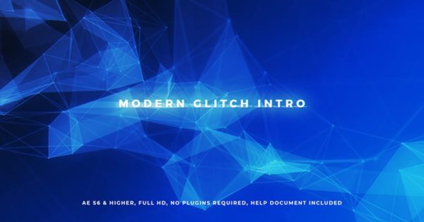 几何水晶科技故障特效logo演示素材库精选AE模板 Modern Glitch Intro