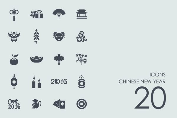 20个中国农历新年图标 Chinese New Year icons