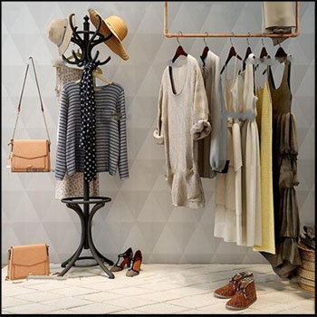 挂在衣架上的衣服和鞋子素材之家精选3D模型