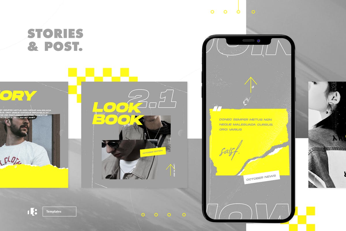 Instagram社交平台个性化撕纸效果贴图设计模板素材库精选 Instagram Template插图(5)