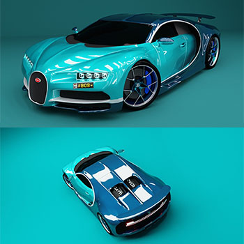布加迪跑车3d模型CG游戏汽车3D动画素材OBJ Blender