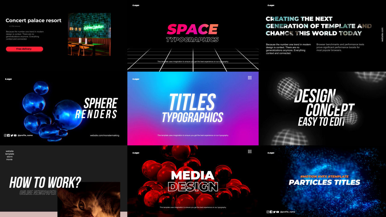 10个干净现代创造性全屏标题动画素材库精选AE模板