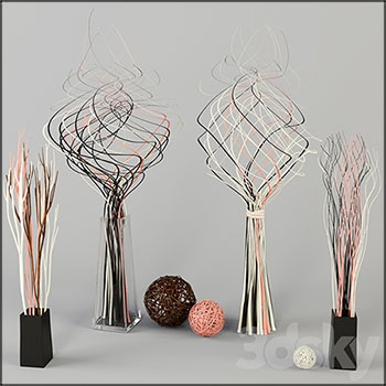 花瓶里的干树枝装饰素材之家精选3D模型