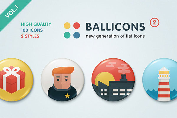 时尚可爱的圆形徽章ICON图标集合