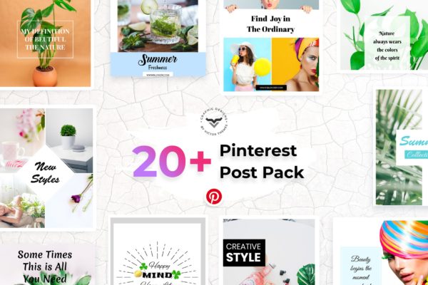 20+Pinterest社交网站文章配图设计模板素材库精选 Pinterest Social Media Templates