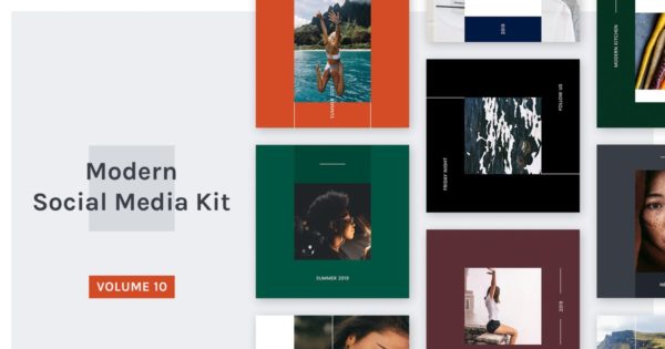 现代时尚风格商店/博客社交媒体自媒体PSD插图模板素材库精选