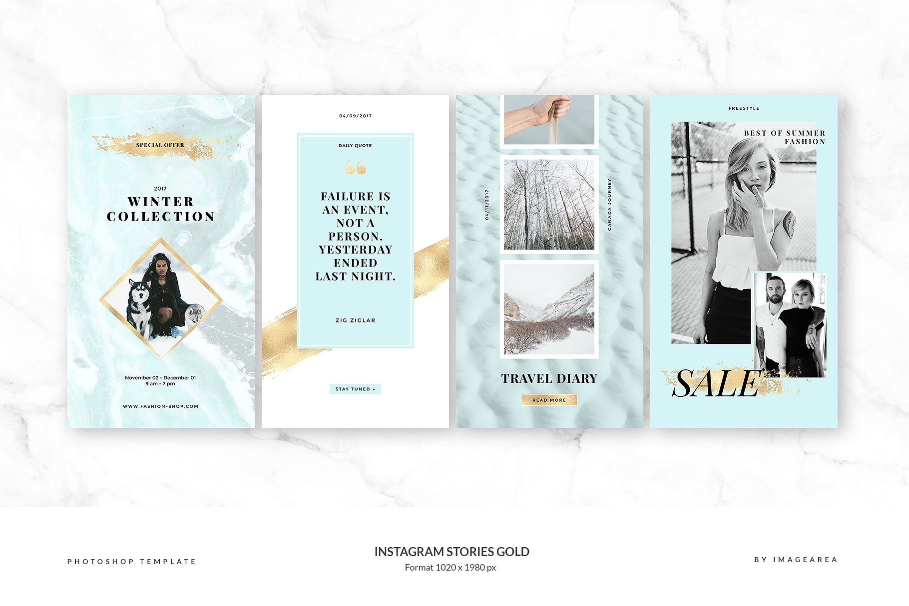 Instagram故事金色风格插图模板素材库精选合集 Instagram Stories Gold插图(1)