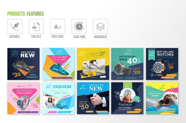 10款Instagram文章电商产品Banner广告模板 10 Instagram Post Banner-Products插图(3)