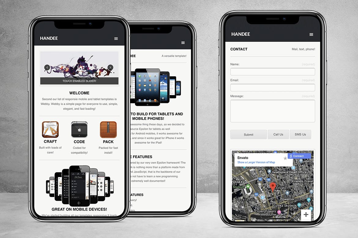 手机端/平板电脑H5网站模板素材库精选下载 Handee | Versatile Mobile and Tablet Template插图(1)