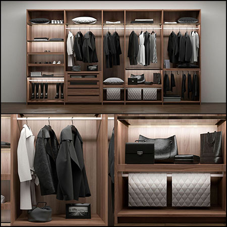 放衣服鞋子和包的衣柜衣橱素材之家精选3D模型