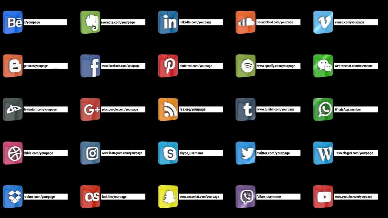 25个流行网络3D社交图标素材库推荐PR模板