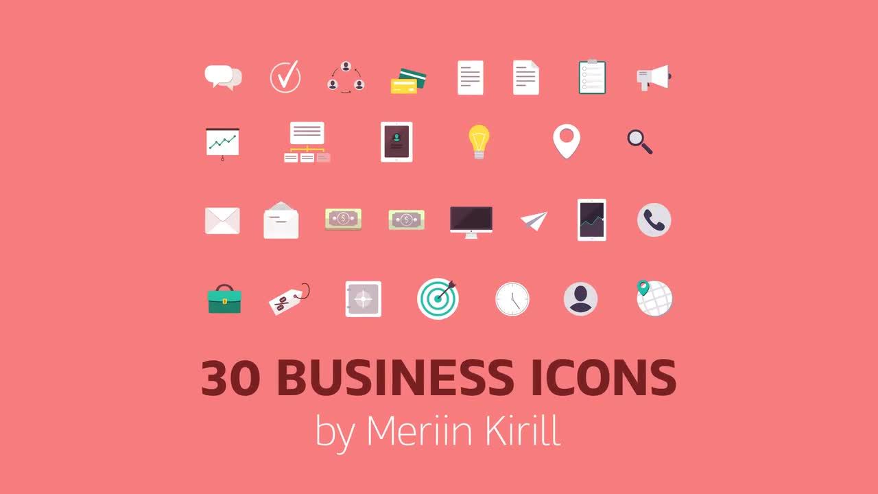 30个动态商务图标素材库精选AE模板