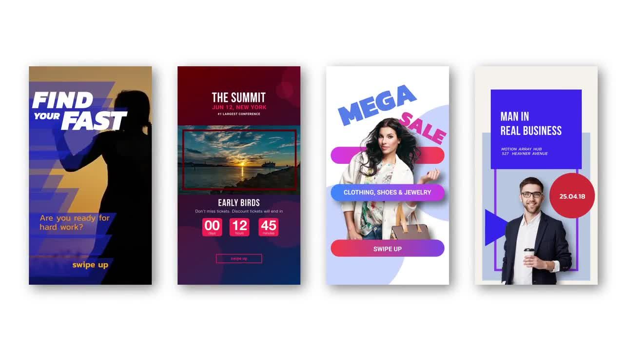 现代明亮时尚的动画Instagram故事素材库精选AE模板