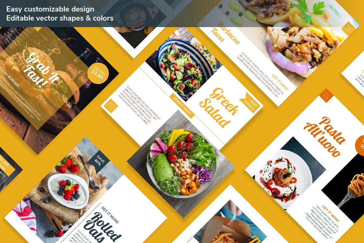 西餐美食品牌Instagram社交推广设计素材 DELICIA – Instagram Post Kit插图(1)