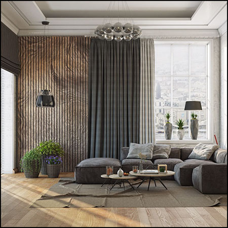 现代欧式客厅场景室内场景素材之家精选3D模型