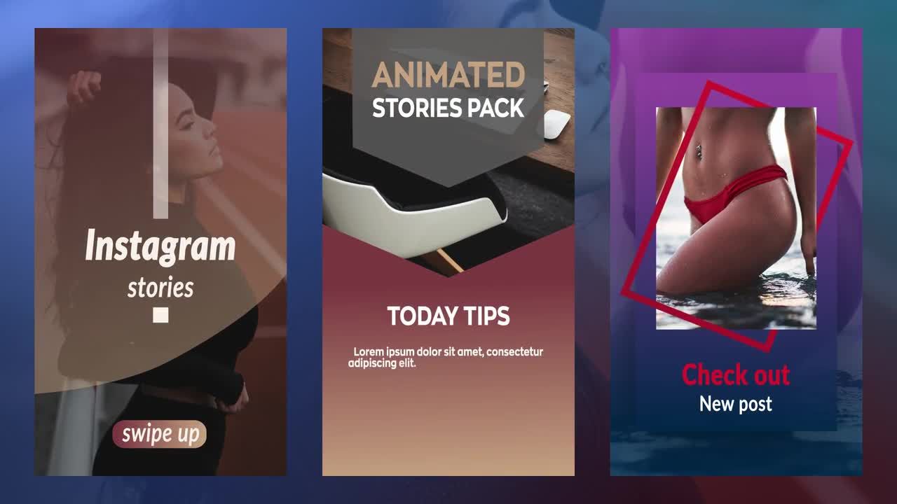 一款超现代的Instagram故事和帖子素材库精选AE模板素材