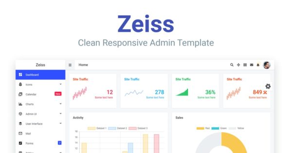 简约响应式设计网站管理后台HTML模板素材库精选 Zeiss – Clean Responsive Admin Template
