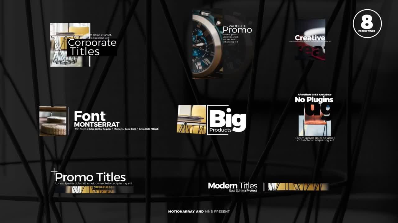 8个时尚设计的专业促销标题素材库精选AE模板