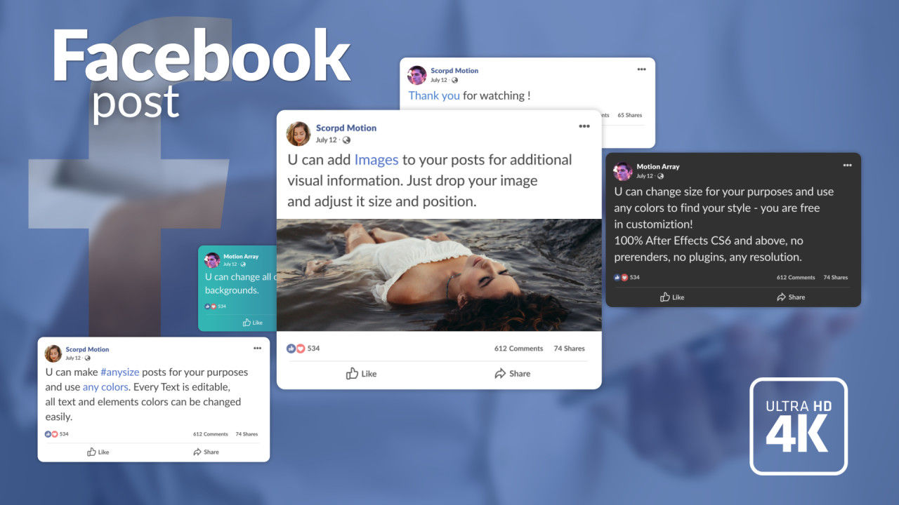 Facebook高分辨率帖子素材库精选AE模板