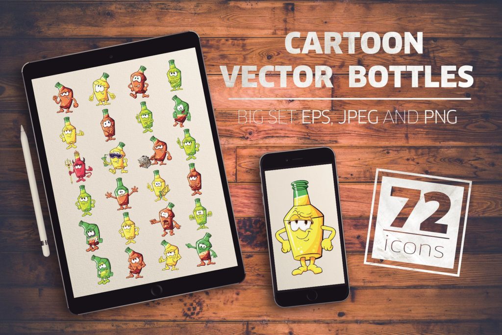 一套可爱的酒瓶卡通表情包下载[eps,png]插图