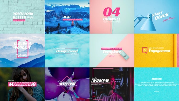 12个独特精美的节奏运动标题素材库精选AE模板